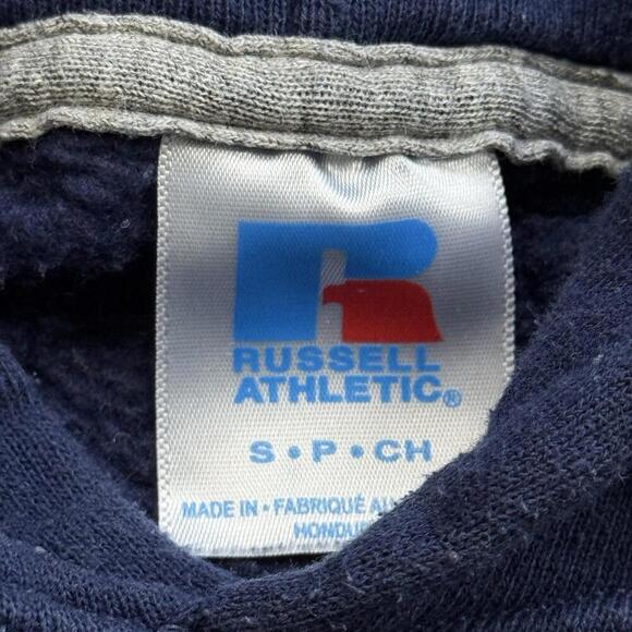 Vintage UCLA Hoodie Size S Navy Blue Russell Athletic Spellout Sweatshirt Y2K - Picture 5 of 7